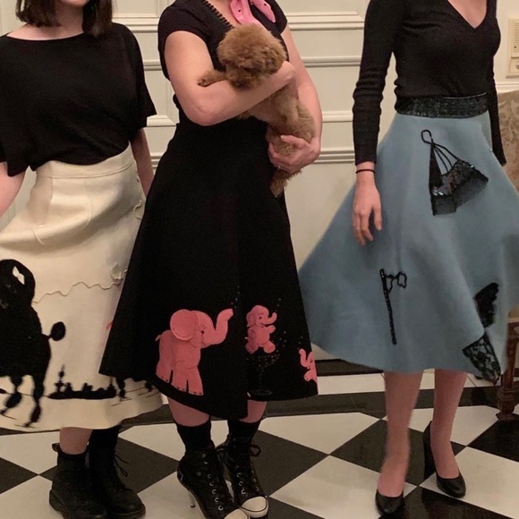 Vintage NEW YEAR CIRCLE SKIRT from the 50's, wool felt. Size XS. Rockabilly!!! - Picture 13 of 14